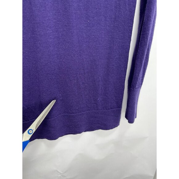 Halogen Cardigan Sweater Womens Medium M 100% Merino Wool Purple - Picture 6 of 7